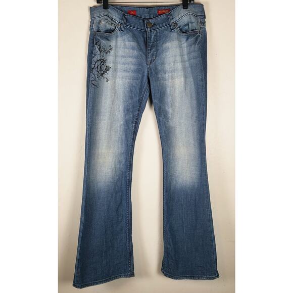 Express Denim - Vintage Express Jeans Eva Boot Cut Sz 10R Embellished Rhinestones Y2K Western